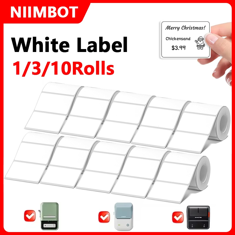 Commercial Printing Inc - Niimbot 1/3/10 Rolek Białe Etykiety Termiczne