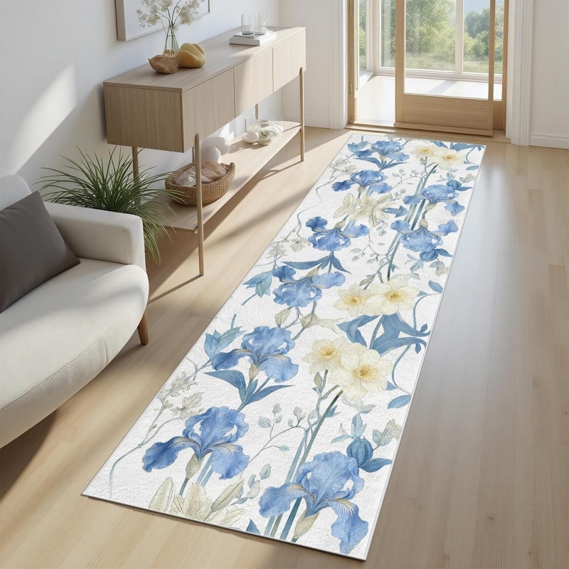 Hall Commercial Printing - Dywanik w stylu akwareli z niebieskimi